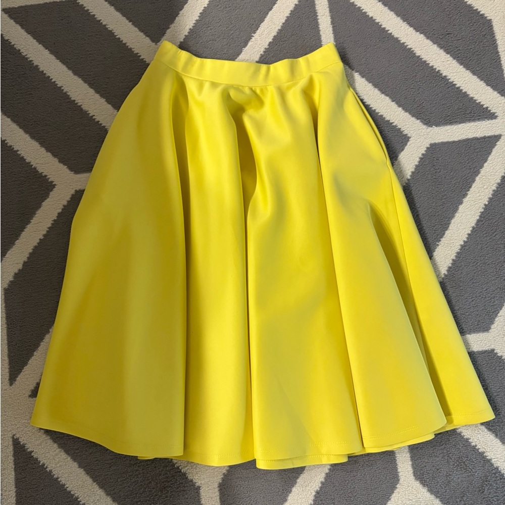 ASOS Yellow Pleated Midi Skirt for Cocktail Nights